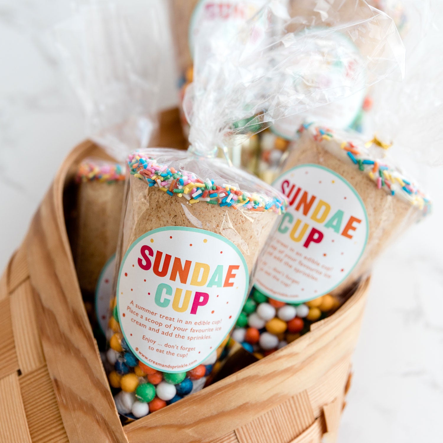 Cream and Sprinkle Sundae Cup Rainbow - The Cone Series - Edible Cup
