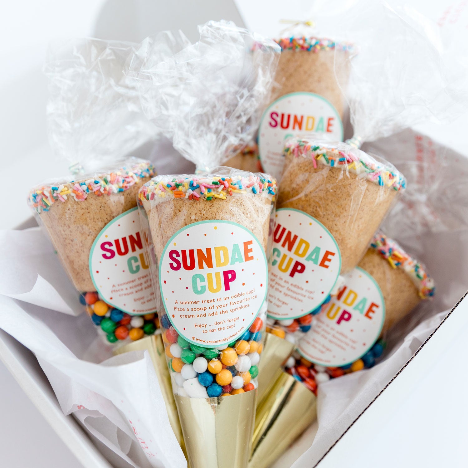 Cream and Sprinkle Sundae Cup Rainbow - The Cone Series - Edible Cup