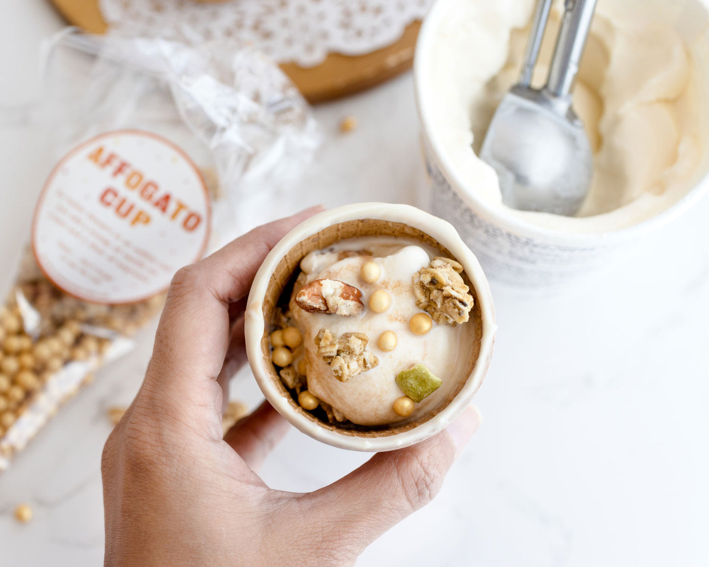 Cream and Sprinkle Affogato Cup - Edible Coffee Cup