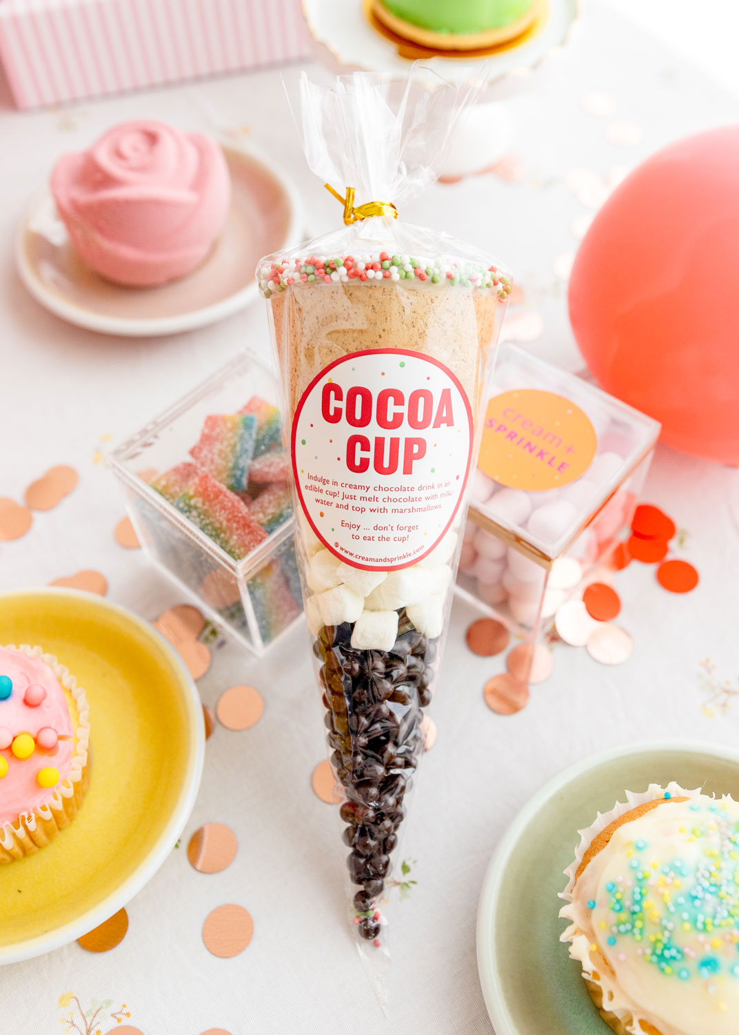 Cream and Sprinkle Cocoa Cup Christmas - The Cone Series - Edible Cup
