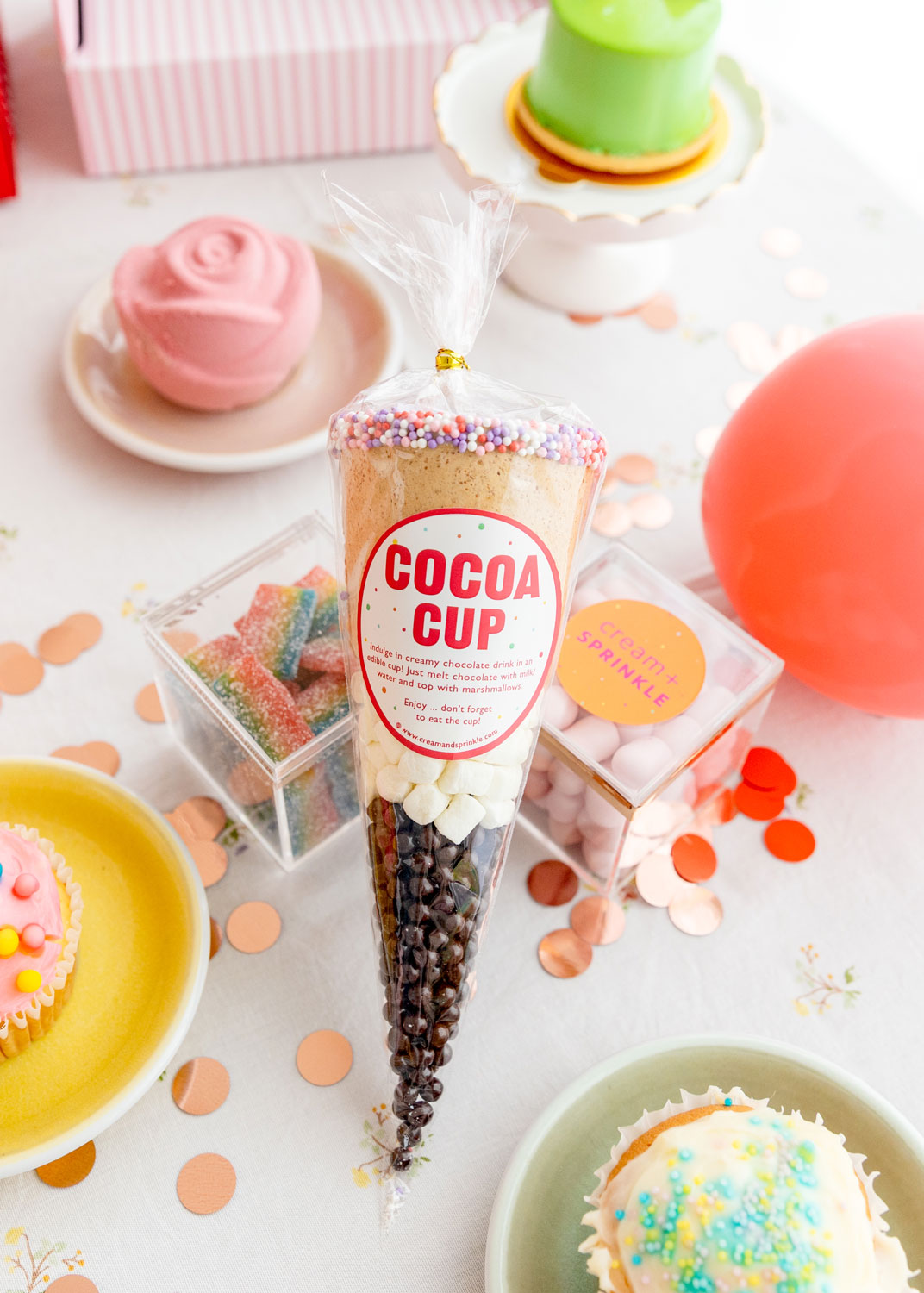 Cream and Sprinkle Cocoa Cup Unicorn - The Cone Series - Edible Cup
