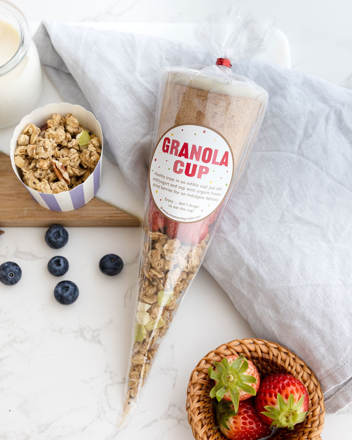 Cream and Sprinkle Granola Cup - Edible Cup